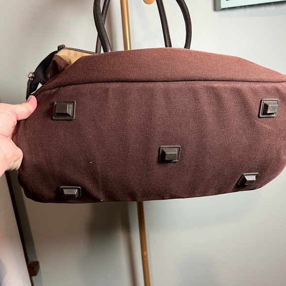 Eddie Bauer Brown and Tan Travel Duffel Bag with Plaid Pattern - Picture 3 of 6